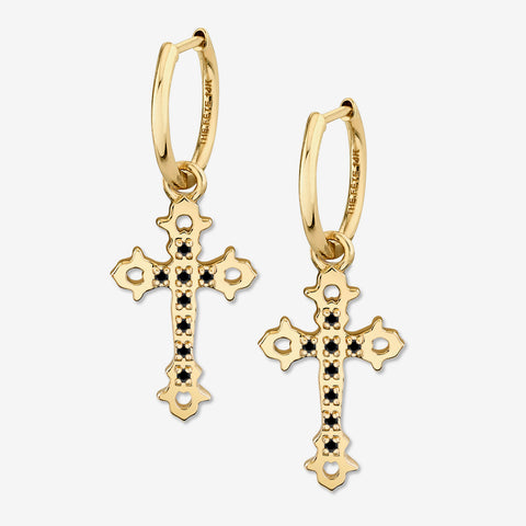 GOTHIC CROSS EARRINGS / BLACK