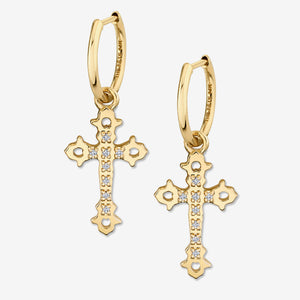 GOTHIC CROSS EARRINGS / WHITE