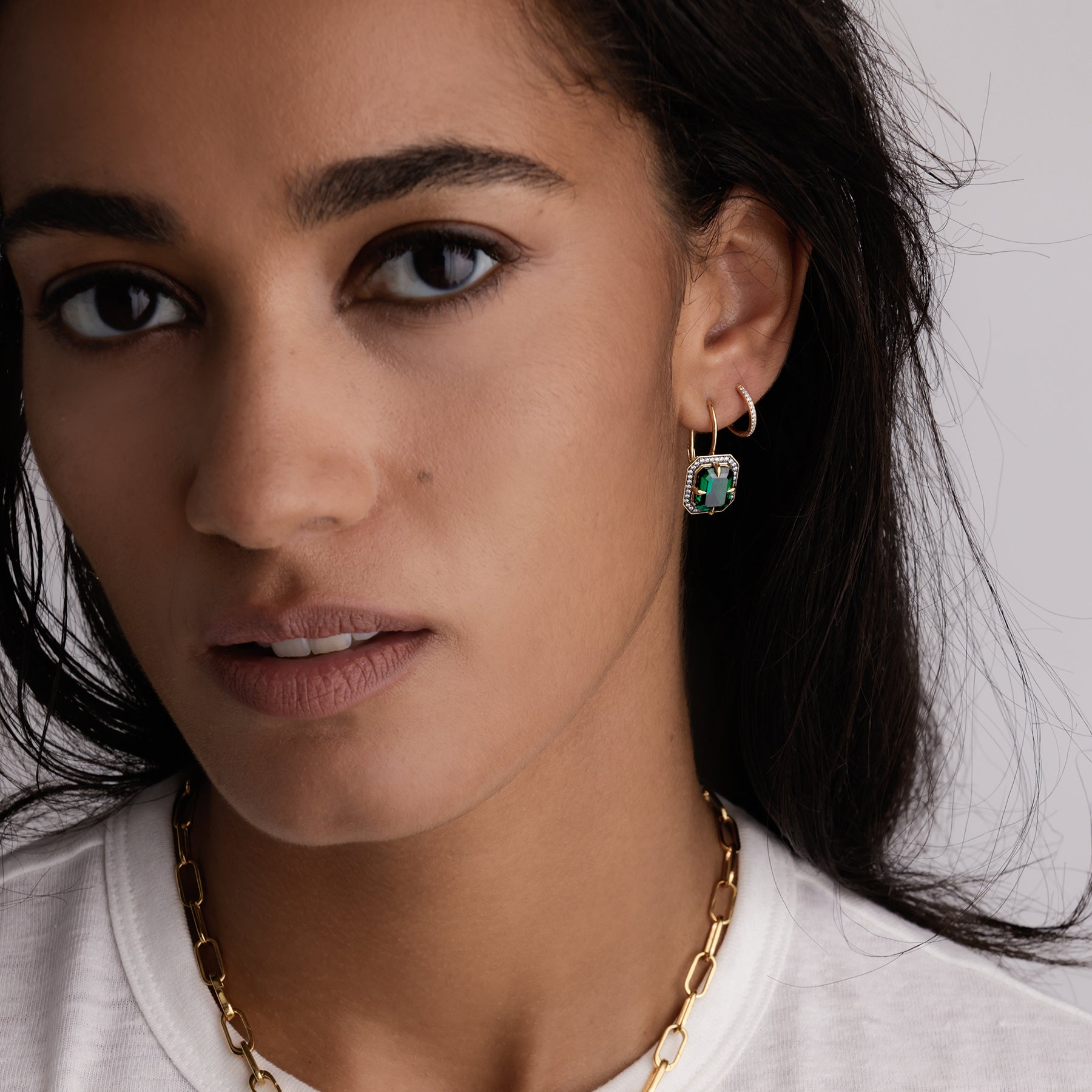 MOJAVE EARRINGS / LAB GREEN EMERALD-2