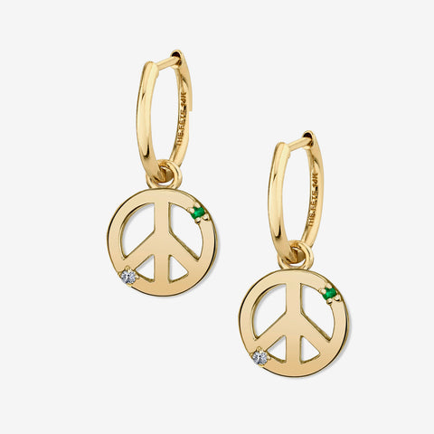 PEACE EARRINGS / EMERALD + DIAMOND