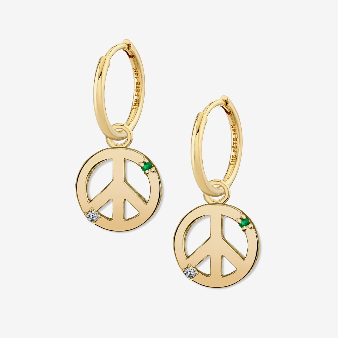 PEACE EARRINGS / EMERALD + DIAMOND-1