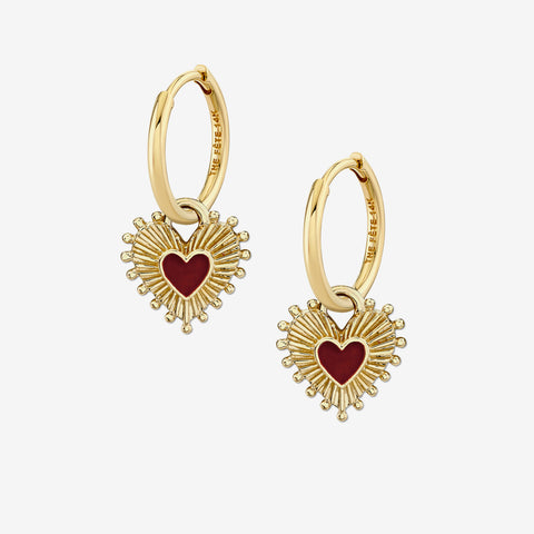 SACRED HEART EARRINGS / RED / PETITE