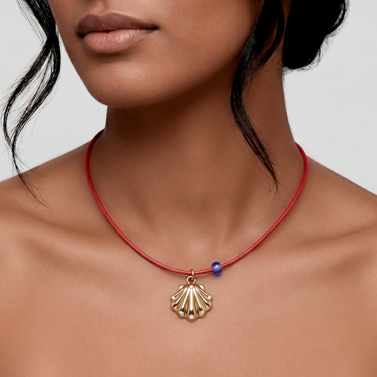 SHELL NECKLACE / RED-2