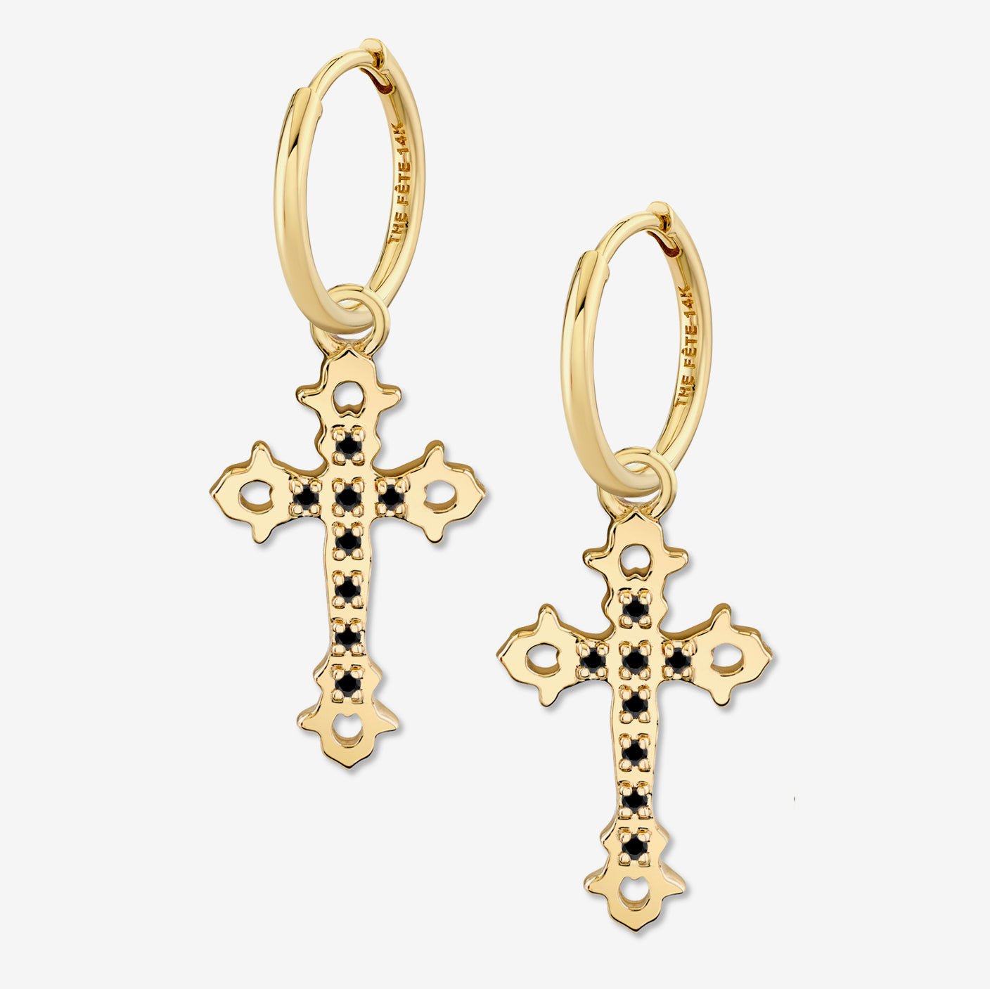 GOTHIC CROSS EARRINGS / BLACK - The Fête