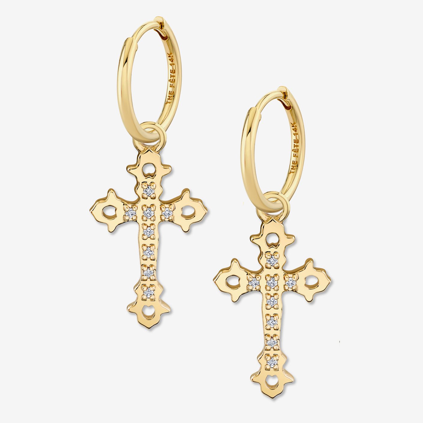 GOTHIC CROSS EARRINGS / WHITE - The Fête