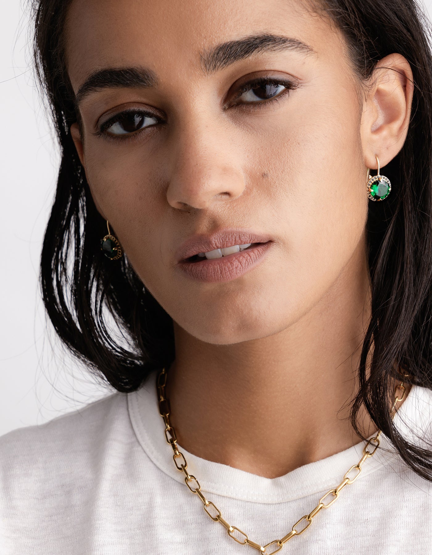 LUNAR EARRINGS / NANO EMERALD - The Fête