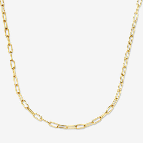 14K SOLID GOLD LONG LINK CHAIN NECKLACE